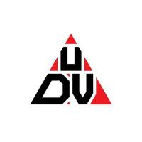 UDV triangle letter logo design with triangle shape. UDV triangle logo design monogram. UDV triangle vector logo template with red color. UDV triangular logo Simple, Elegant, and Luxurious Logo.