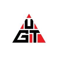 UGT triangle letter logo design with triangle shape. UGT triangle logo design monogram. UGT triangle vector logo template with red color. UGT triangular logo Simple, Elegant, and Luxurious Logo.
