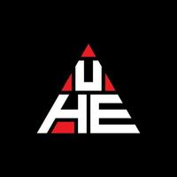 UHE triangle letter logo design with triangle shape. UHE triangle logo design monogram. UHE triangle vector logo template with red color. UHE triangular logo Simple, Elegant, and Luxurious Logo.