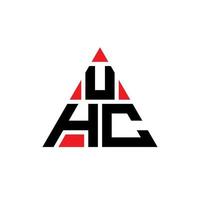 diseño de logotipo de letra triangular uhc con forma de triángulo. monograma de diseño del logotipo del triángulo uhc. plantilla de logotipo de vector de triángulo uhc con color rojo. logotipo triangular uhc logotipo simple, elegante y lujoso.