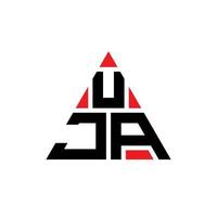 UJA triangle letter logo design with triangle shape. UJA triangle logo design monogram. UJA triangle vector logo template with red color. UJA triangular logo Simple, Elegant, and Luxurious Logo.