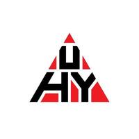 UHY triangle letter logo design with triangle shape. UHY triangle logo design monogram. UHY triangle vector logo template with red color. UHY triangular logo Simple, Elegant, and Luxurious Logo.