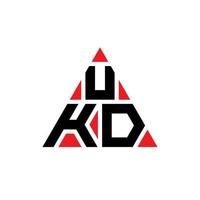 UKD triangle letter logo design with triangle shape. UKD triangle logo design monogram. UKD triangle vector logo template with red color. UKD triangular logo Simple, Elegant, and Luxurious Logo.