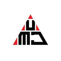 UMJ triangle letter logo design with triangle shape. UMJ triangle logo design monogram. UMJ triangle vector logo template with red color. UMJ triangular logo Simple, Elegant, and Luxurious Logo.