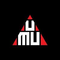 umu diseño de logotipo de letra triangular con forma de triángulo. monograma de diseño del logotipo del triángulo umu. plantilla de logotipo de vector de triángulo umu con color rojo. logotipo triangular umu logotipo simple, elegante y lujoso.