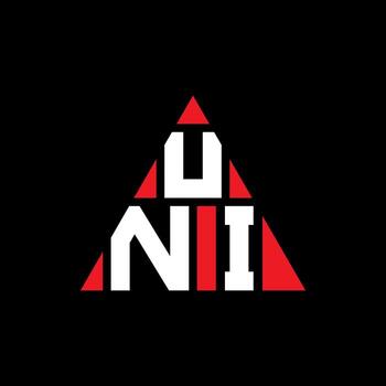UNI triangle letter logo design with triangle shape. UNI triangle logo design monogram. UNI triangle vector logo template with red color. UNI triangular logo Simple, Elegant, and Luxurious Logo.