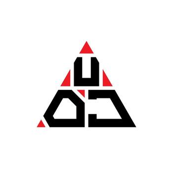 diseño de logotipo de letra triangular uoj con forma de triángulo. monograma de diseño del logotipo del triángulo uoj. plantilla de logotipo de vector de triángulo uoj con color rojo. logotipo triangular uoj logotipo simple, elegante y lujoso.