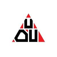 UOU triangle letter logo design with triangle shape. UOU triangle logo design monogram. UOU triangle vector logo template with red color. UOU triangular logo Simple, Elegant, and Luxurious Logo.