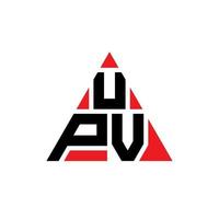 UPV triangle letter logo design with triangle shape. UPV triangle logo design monogram. UPV triangle vector logo template with red color. UPV triangular logo Simple, Elegant, and Luxurious Logo.