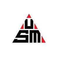 diseño de logotipo de letra triangular usm con forma de triángulo. monograma de diseño del logotipo del triángulo usm. plantilla de logotipo de vector de triángulo usm con color rojo. logo triangular usm logo simple, elegante y lujoso.