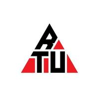 RTU triangle letter logo design with triangle shape. RTU triangle logo design monogram. RTU triangle vector logo template with red color. RTU triangular logo Simple, Elegant, and Luxurious Logo.