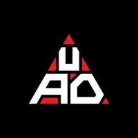 UAO triangle letter logo design with triangle shape. UAO triangle logo design monogram. UAO triangle vector logo template with red color. UAO triangular logo Simple, Elegant, and Luxurious Logo.