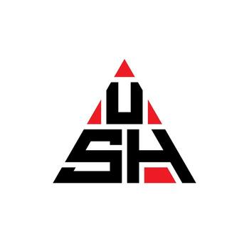 USH triangle letter logo design with triangle shape. USH triangle logo design monogram. USH triangle vector logo template with red color. USH triangular logo Simple, Elegant, and Luxurious Logo.