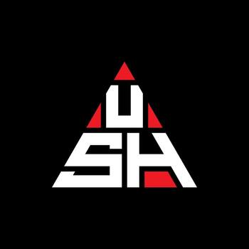 USH triangle letter logo design with triangle shape. USH triangle logo design monogram. USH triangle vector logo template with red color. USH triangular logo Simple, Elegant, and Luxurious Logo.