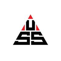 diseño de logotipo de letra triangular uss con forma de triángulo. monograma de diseño del logotipo del triángulo uss. plantilla de logotipo de vector de triángulo uss con color rojo. logotipo triangular uss logotipo simple, elegante y lujoso.