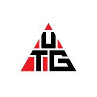 UTG triangle letter logo design with triangle shape. UTG triangle logo design monogram. UTG triangle vector logo template with red color. UTG triangular logo Simple, Elegant, and Luxurious Logo.