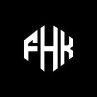 FHK letter logo design with polygon shape. FHK polygon and cube shape logo design. FHK hexagon vector logo template white and black colors. FHK monogram, business and real estate logo.