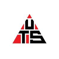 uts diseño de logotipo de letra triangular con forma de triángulo. monograma de diseño de logotipo de triángulo uts. uts plantilla de logotipo de vector de triángulo con color rojo. uts logo triangular logo simple, elegante y lujoso.