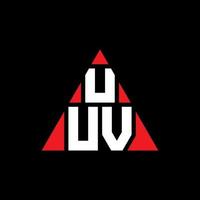 UUV triangle letter logo design with triangle shape. UUV triangle logo design monogram. UUV triangle vector logo template with red color. UUV triangular logo Simple, Elegant, and Luxurious Logo.