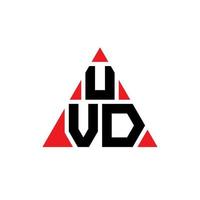 UVD triangle letter logo design with triangle shape. UVD triangle logo design monogram. UVD triangle vector logo template with red color. UVD triangular logo Simple, Elegant, and Luxurious Logo.