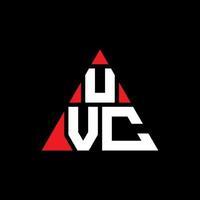 diseño de logotipo de letra triangular uvc con forma de triángulo. monograma de diseño de logotipo de triángulo uvc. plantilla de logotipo de vector de triángulo uvc con color rojo. logotipo triangular uvc logotipo simple, elegante y lujoso.