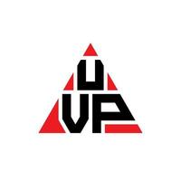 UVP triangle letter logo design with triangle shape. UVP triangle logo design monogram. UVP triangle vector logo template with red color. UVP triangular logo Simple, Elegant, and Luxurious Logo.