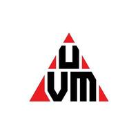 UVM triangle letter logo design with triangle shape. UVM triangle logo design monogram. UVM triangle vector logo template with red color. UVM triangular logo Simple, Elegant, and Luxurious Logo.