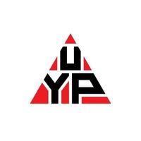 UYP triangle letter logo design with triangle shape. UYP triangle logo design monogram. UYP triangle vector logo template with red color. UYP triangular logo Simple, Elegant, and Luxurious Logo.