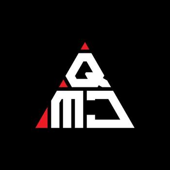 QMJ triangle letter logo design with triangle shape. QMJ triangle logo design monogram. QMJ triangle vector logo template with red color. QMJ triangular logo Simple, Elegant, and Luxurious Logo.