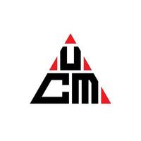 UCM triangle letter logo design with triangle shape. UCM triangle logo design monogram. UCM triangle vector logo template with red color. UCM triangular logo Simple, Elegant, and Luxurious Logo.