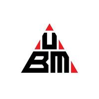 UBM triangle letter logo design with triangle shape. UBM triangle logo design monogram. UBM triangle vector logo template with red color. UBM triangular logo Simple, Elegant, and Luxurious Logo.