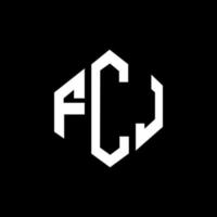 diseño de logotipo de letra fcj con forma de polígono. diseño de logotipo en forma de cubo y polígono fcj. fcj hexagon vector logo plantilla colores blanco y negro. Monograma fcj, logotipo empresarial y inmobiliario.