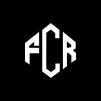 FCR letter logo design with polygon shape. FCR polygon and cube shape logo design. FCR hexagon vector logo template white and black colors. FCR monogram, business and real estate logo.