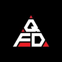 QFD triangle letter logo design with triangle shape. QFD triangle logo design monogram. QFD triangle vector logo template with red color. QFD triangular logo Simple, Elegant, and Luxurious Logo.
