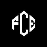 FCE letter logo design with polygon shape. FCE polygon and cube shape logo design. FCE hexagon vector logo template white and black colors. FCE monogram, business and real estate logo.