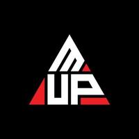 diseño de logotipo de letra triangular mup con forma de triángulo. monograma de diseño de logotipo de triángulo mup. plantilla de logotipo de vector de triángulo mup con color rojo. logotipo triangular mup logotipo simple, elegante y lujoso.