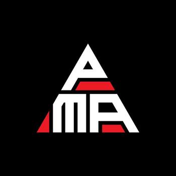 PMA triangle letter logo design with triangle shape. PMA triangle logo design monogram. PMA triangle vector logo template with red color. PMA triangular logo Simple, Elegant, and Luxurious Logo.