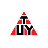 TUY triangle letter logo design with triangle shape. TUY triangle logo design monogram. TUY triangle vector logo template with red color. TUY triangular logo Simple, Elegant, and Luxurious Logo.