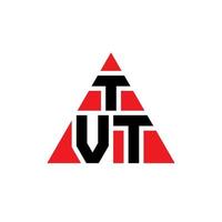 diseño de logotipo de letra de triángulo tvt con forma de triángulo. monograma de diseño del logotipo del triángulo tvt. plantilla de logotipo de vector de triángulo tvt con color rojo. logo triangular tvt logo simple, elegante y lujoso.