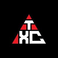 diseño de logotipo de letra triangular txc con forma de triángulo. monograma de diseño del logotipo del triángulo txc. plantilla de logotipo de vector de triángulo txc con color rojo. logotipo triangular txc logotipo simple, elegante y lujoso.