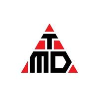 diseño de logotipo de letra de triángulo tmd con forma de triángulo. monograma de diseño de logotipo de triángulo tmd. plantilla de logotipo de vector de triángulo tmd con color rojo. logotipo triangular tmd logotipo simple, elegante y lujoso.
