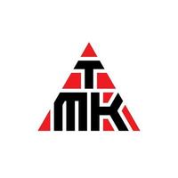 Diseño de logotipo de letra triangular tmk con forma de triángulo. monograma de diseño de logotipo de triángulo tmk. plantilla de logotipo de vector de triángulo tmk con color rojo. logotipo triangular tmk logotipo simple, elegante y lujoso.