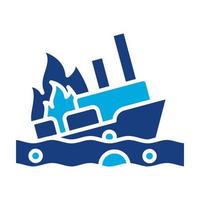 Burning Ship Glyph Two Color Icon vector