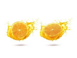 Orange with splashes isolated on white background photo