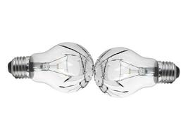 Broken light bulb isolated on white background photo