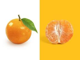 diseño creativo hecho de fruta naranja. endecha plana concepto de comida foto