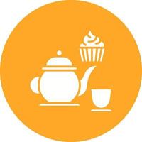 Afternoon Tea Glyph Circle Background Icon vector