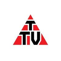 diseño de logotipo de letra triangular ttv con forma de triángulo. monograma de diseño de logotipo de triángulo ttv. plantilla de logotipo de vector de triángulo ttv con color rojo. logo triangular ttv logo simple, elegante y lujoso.