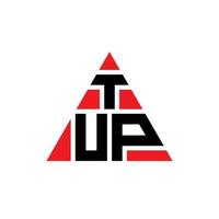TUP triangle letter logo design with triangle shape. TUP triangle logo design monogram. TUP triangle vector logo template with red color. TUP triangular logo Simple, Elegant, and Luxurious Logo.
