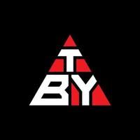 tby diseño de logotipo de letra triangular con forma de triángulo. monograma de diseño de logotipo de triángulo tby. plantilla de logotipo de vector de triángulo tby con color rojo. tby logo triangular logo simple, elegante y lujoso.